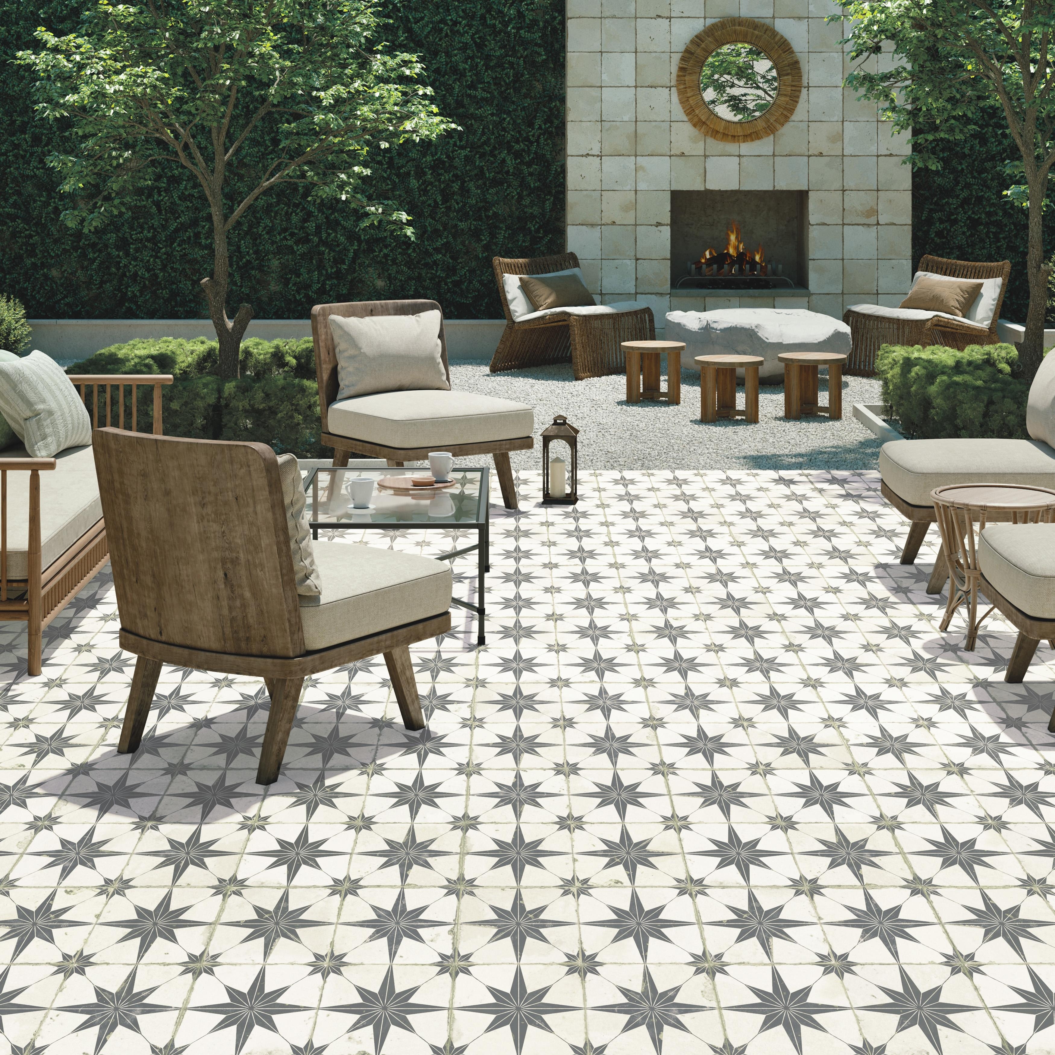 Merola Tile Kings Star Supernova Nero 17-3/4" x 17-3/4" Porcelain Floor and Wall Tile