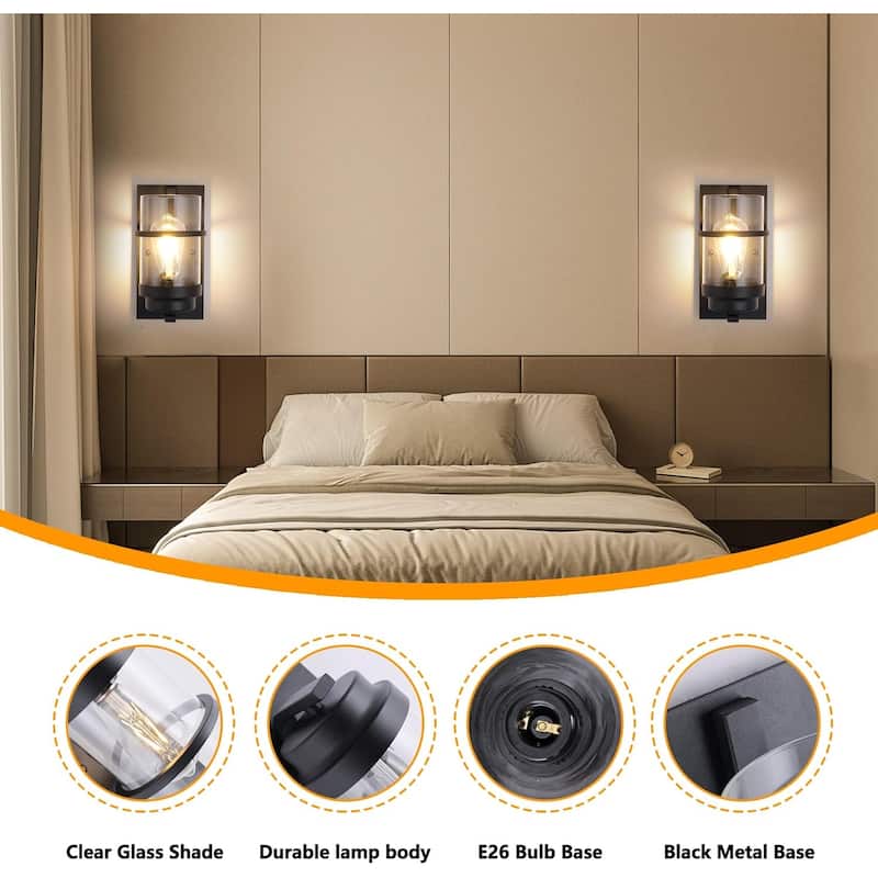 1-light vanity light sandy black wall light glass, iron bedroom light