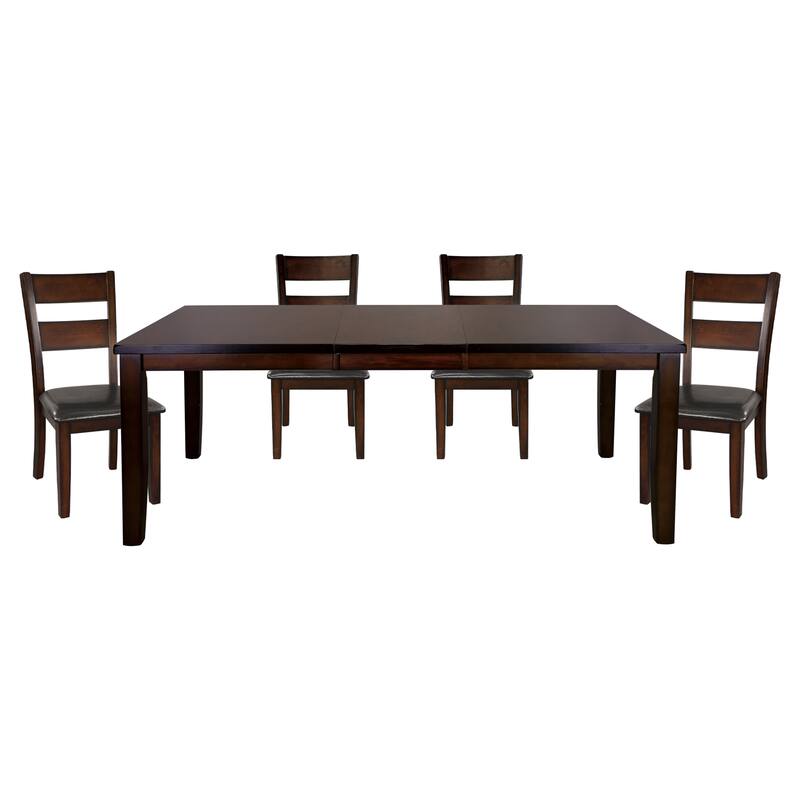 Cherry Finish Transitional 1pc Dining Table with Extension Leaf Mango veneer Wood Dining Furniture