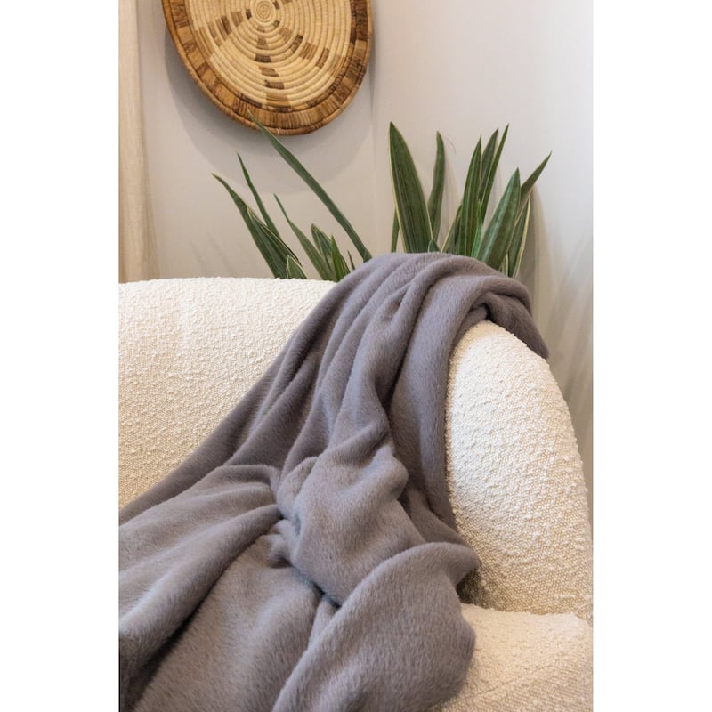 Jennifer Adams Faux Fur Embrace Throw - Graphite