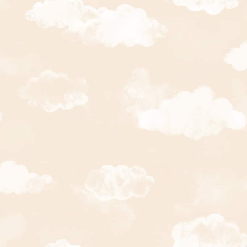 Galerie Wallcoverings Tiny Tots 2 Billowing Clouds Non-woven Matte Wallpaper Roll - 33 feet x 21 inches - Beige