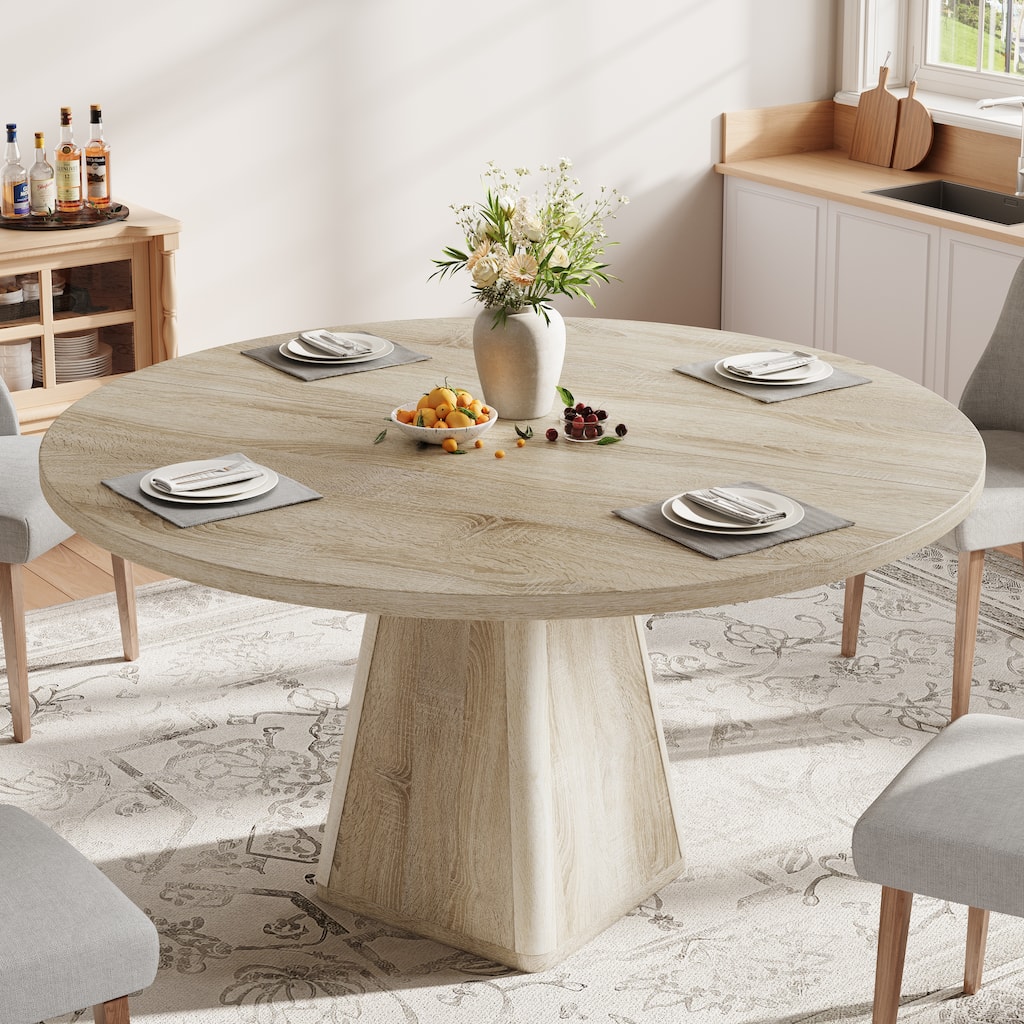 30"H Round Wood Dining Table Pedestal Kitchen Table for 6 - 47“