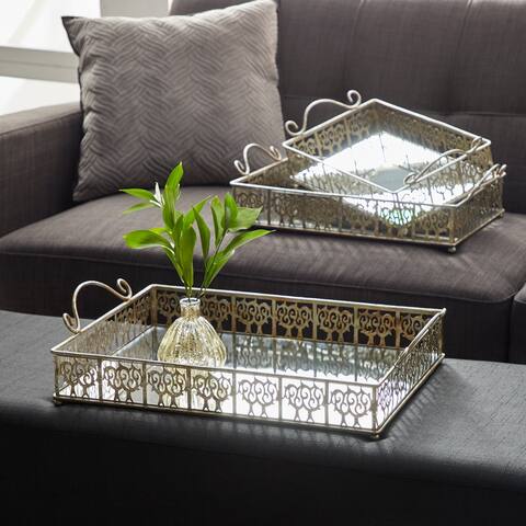 Silver Iron Glam Tray (Set of 3) - S/3 22",19",16"W