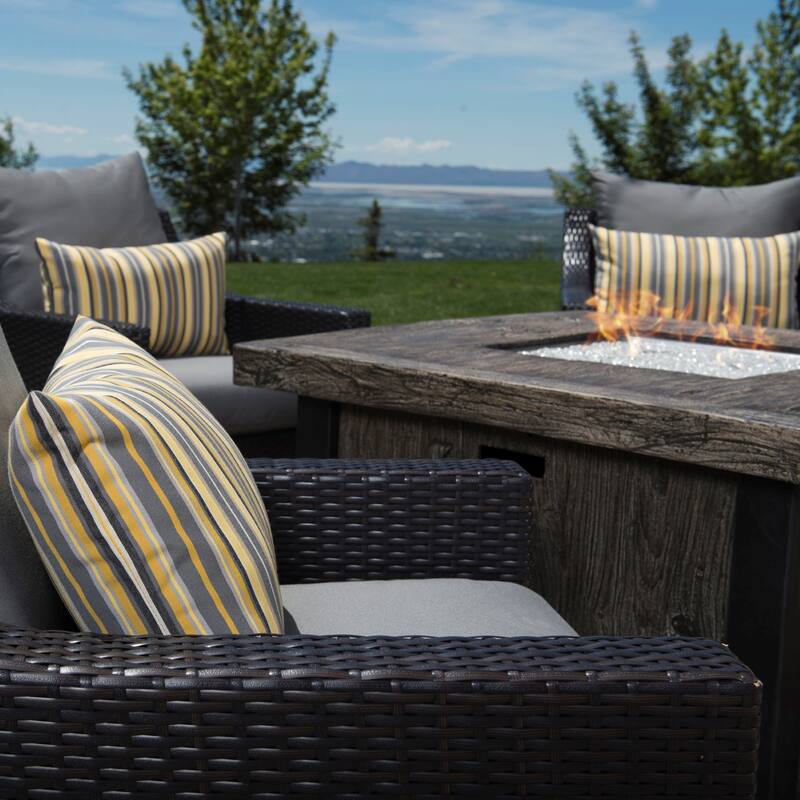 Deco 5 Piece Sunbrella Outdoor Patio Fire Chat Set