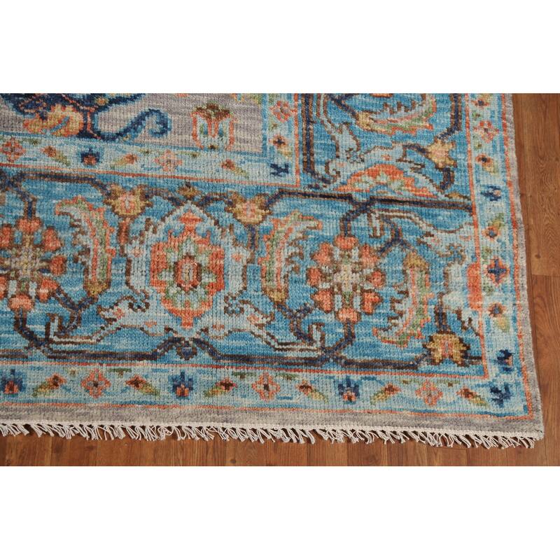 Floral Oushak Indian Area Rug Hand-Knotted Wool Carpet - 8'9" x 12'1"