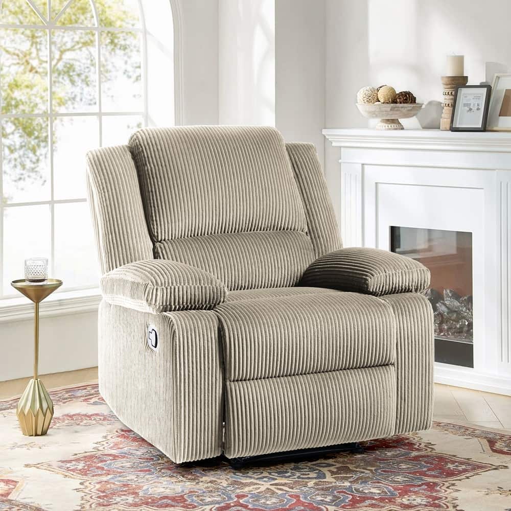 Vegan Leather Upholstered Push Back Manual Recliner Chair