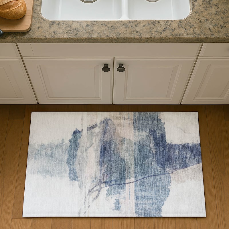 Premium Washable Super Soft Contemporary Chic Mayfield Rug - Blue - 1'8" x 2'6"