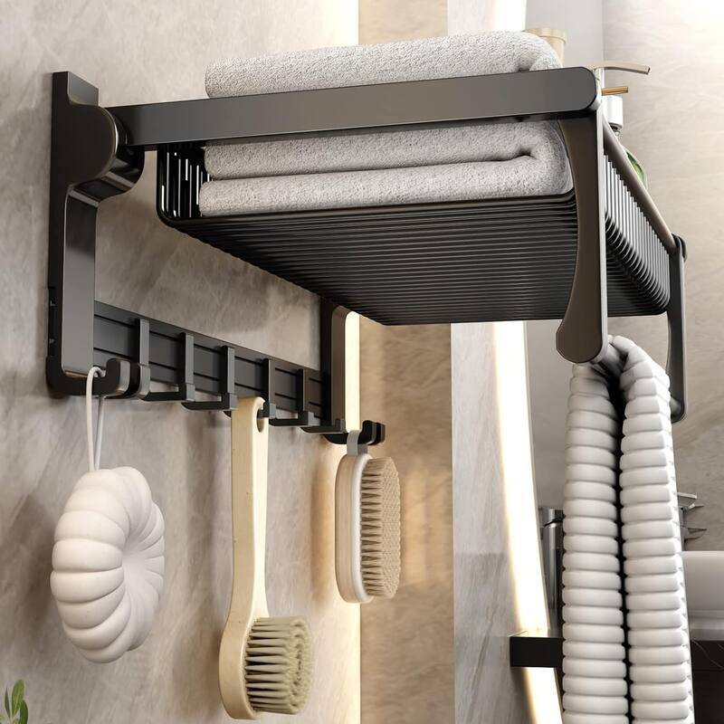 24InchTowel Rack for Bathroom Towel Storage Wall Mounted Foldable