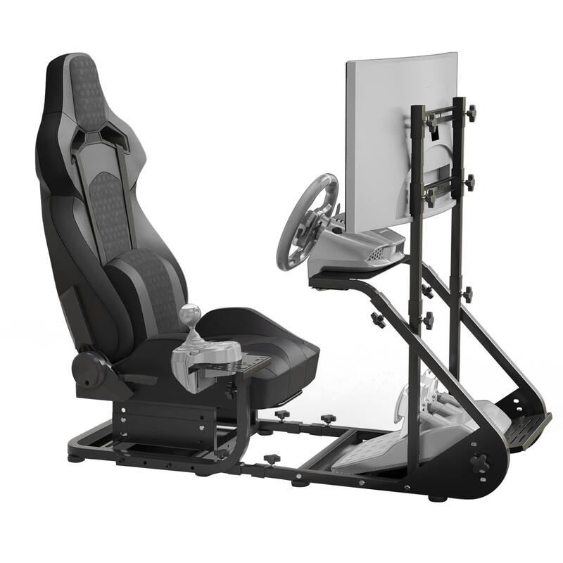 Enhanced and Stable Racing Wheel Cockpit, Compatible With Fanatec, Logitech adjustable driving simulators, excluding handbrake - Black