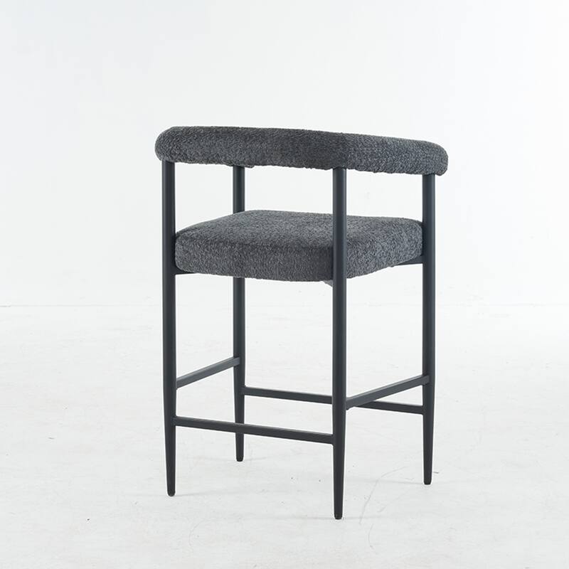 Upholstered Bar Stools, Fabric Counter Height Chairs with Metal Frame & Armrests Kitchen Island Bar Chairs Set of 2