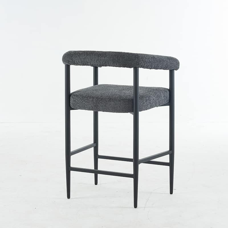 Upholstered Bar Stools Set of 2, Fabric Counter Height Chairs with Metal Frame, Kitchen Island Chairs with Armrests