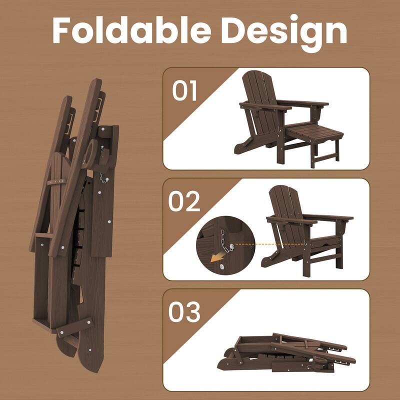 Folding Outdoor Chair with 3-Position Reclining Backrest & Telescoping Footrest