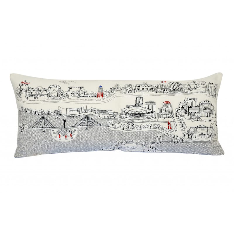 HomeRoots 35" White Wichita Daylight Skyline Lumbar Decorative Pillow