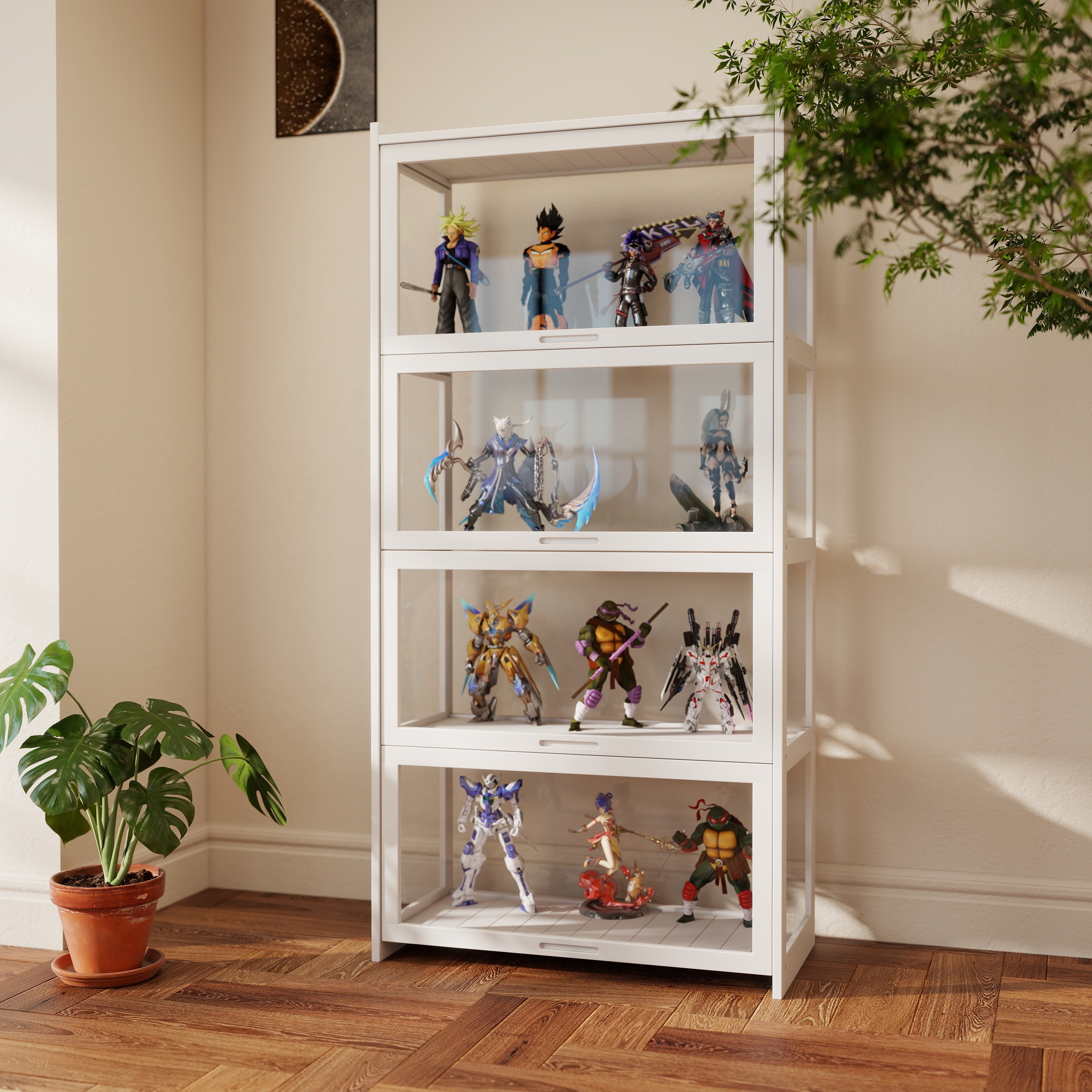 Glass Display Cabinet with Shelves, Curio Cabinet for Collectibles