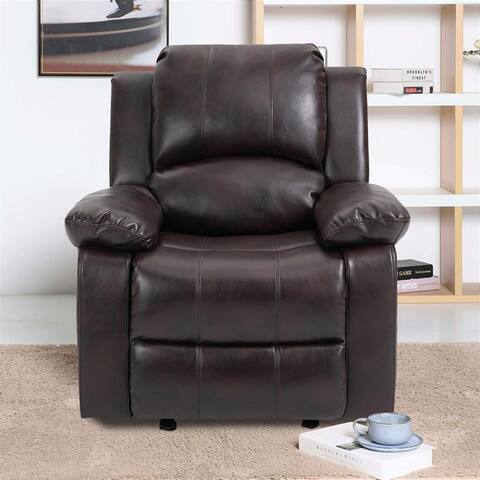Clihome Blue Faux Leather 8-Point Massage Recliner