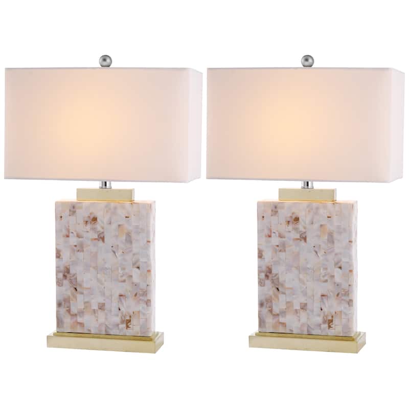 SAFAVIEH Lighting 25-inch Tory Sea Shell Table Lamp (Set of 2) - 15"x8"x24.5"