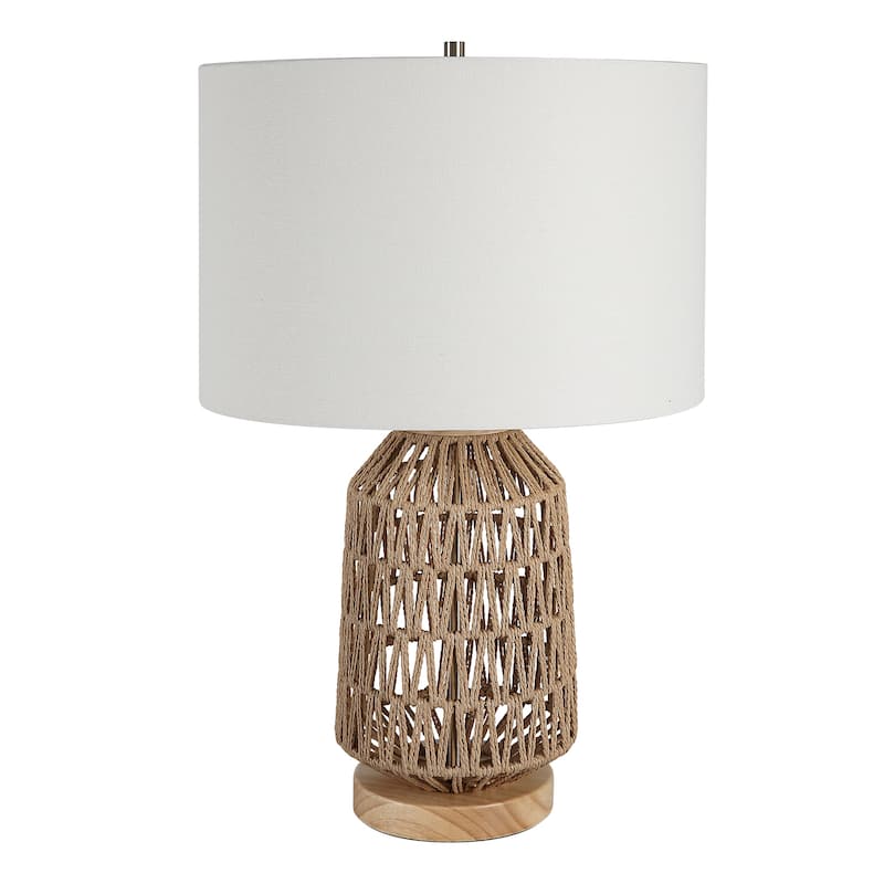 The Gray Barn Woven Natural Rope and Light Oak Wood Table Lamp