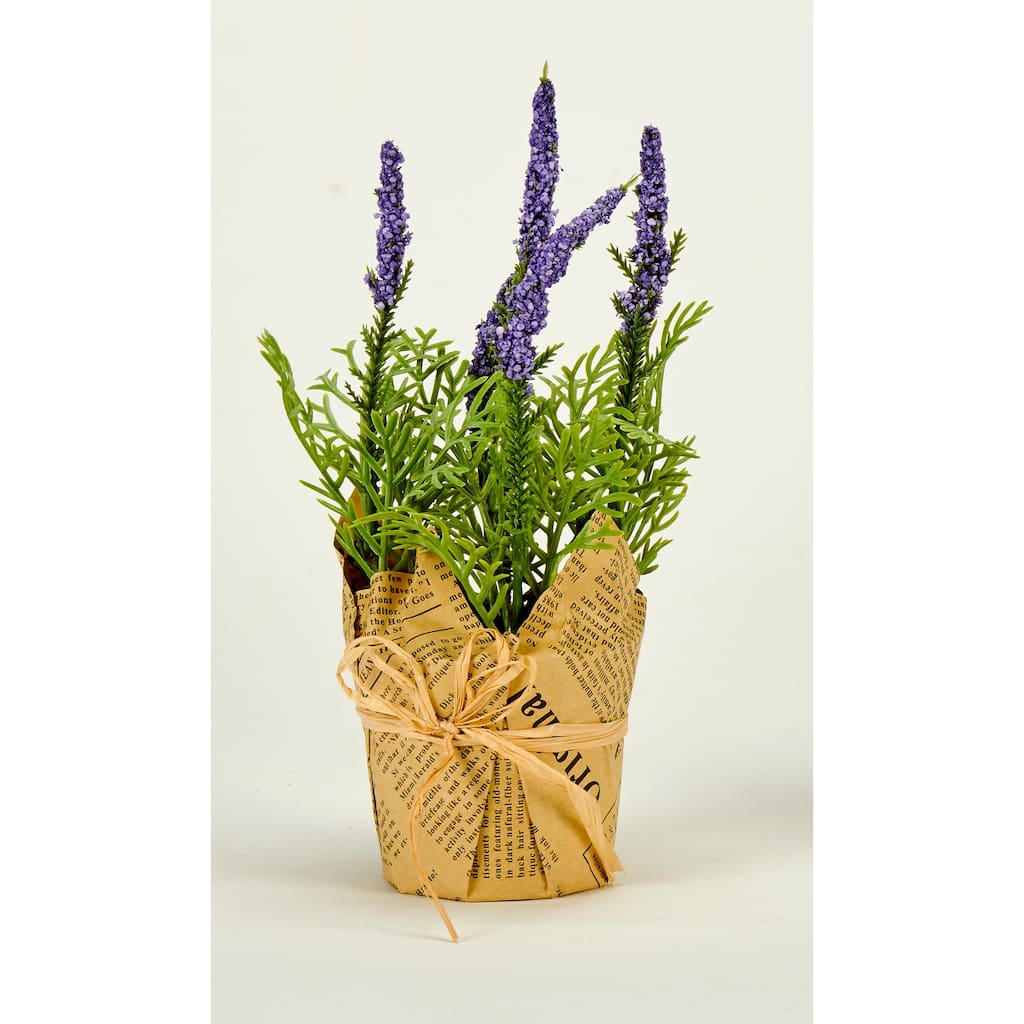 8" Artificial Lavender in 2.5" Pot w/ Newspaper, Set of 2 - Purple - 8