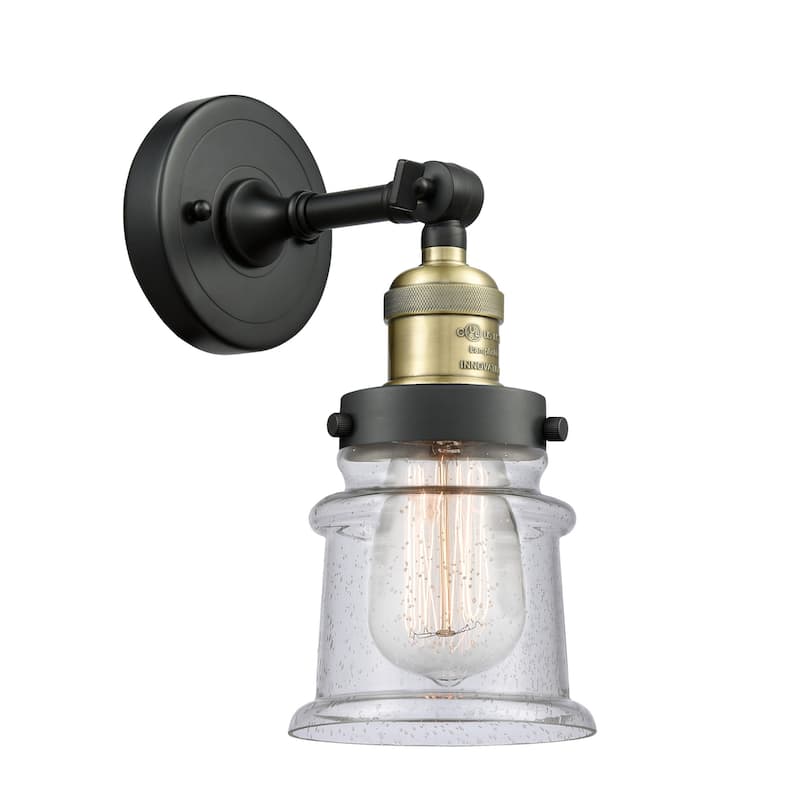 Innovations Lighting Small Canton Single Light 11" Tall Bathroom - Black Antique Brass / Seedy