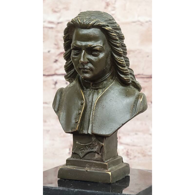Johann Sebastian Bach Bronze Sculpture On Marble Base