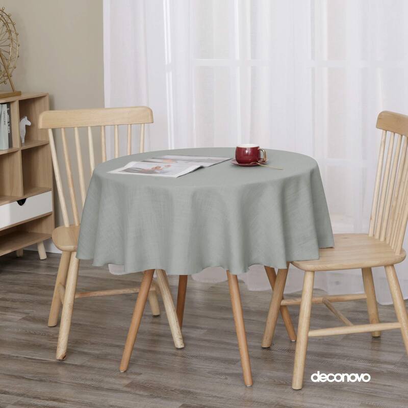 Tablecloth Solid Faux Linen Water Resistant Table Cover