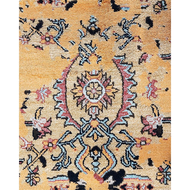 Ikat One-of-a-Kind Hand-Knotted Area Rug - Black, 9' 2" x 12' 3" - 9' 2" x 12' 3"
