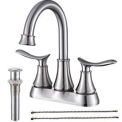 2-Handle Brushed Nickel Bathroom Faucet, Bathroom Vanity Sink Faucet