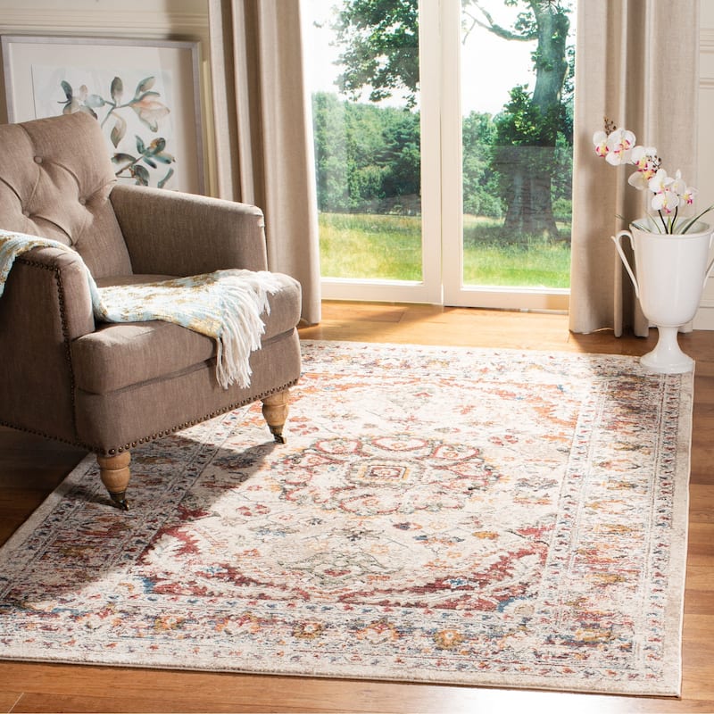 SAFAVIEH Berthilde Vintage Medallion Polyester Rug - 2'7" x 5' - Ivory/Gold