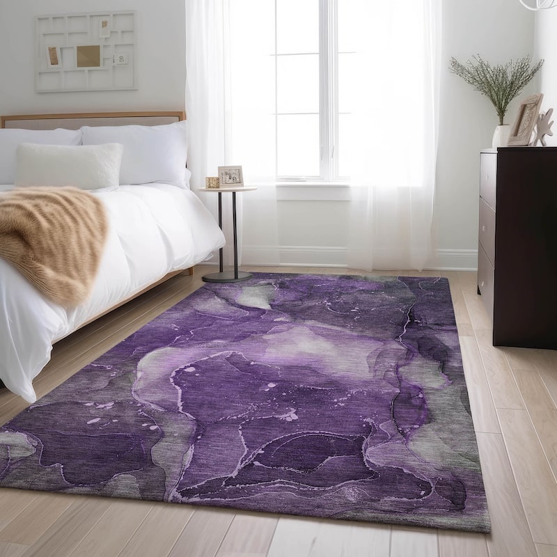 Premium Washable Super Soft Contemporary Mayfield Rug - Purple - 10' x 14'
