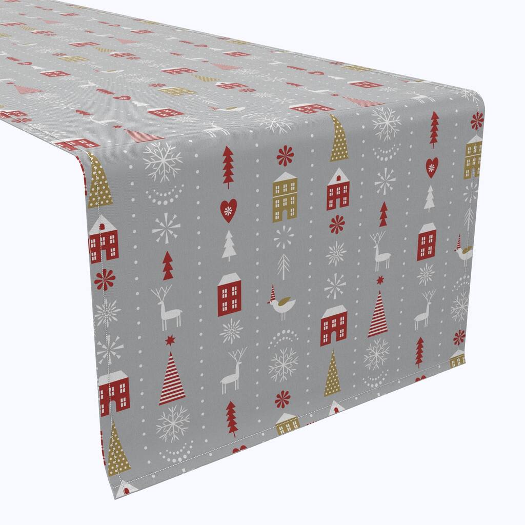 Fabric Textile Products, Inc. Table Runner, 100% Cotton, 16x108", Stylized Christmas Pattern