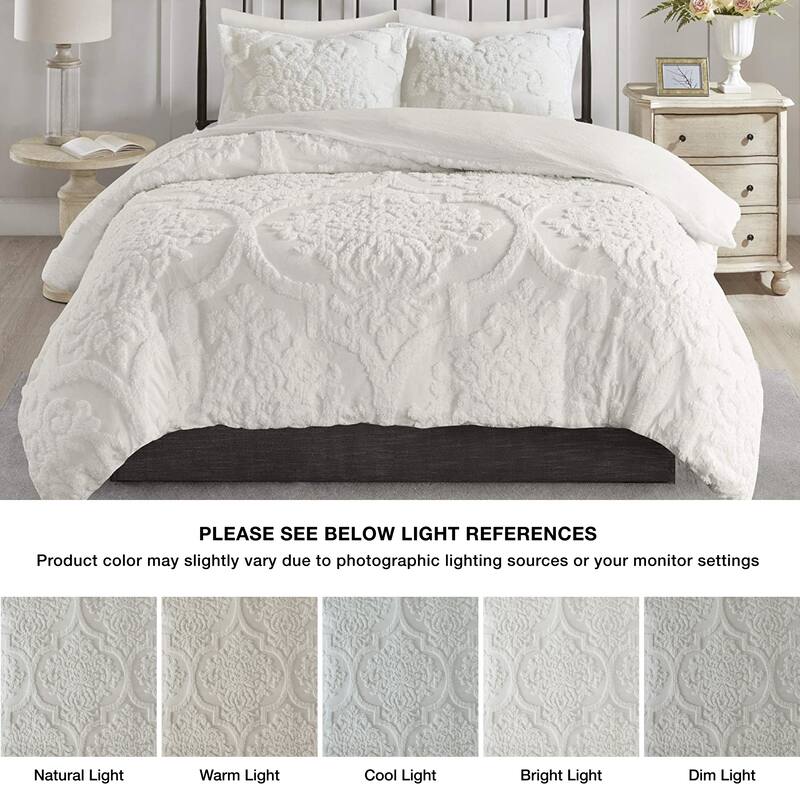 Madison Park Aeriela Tufted Cotton Chenille Damask Duvet Cover Set