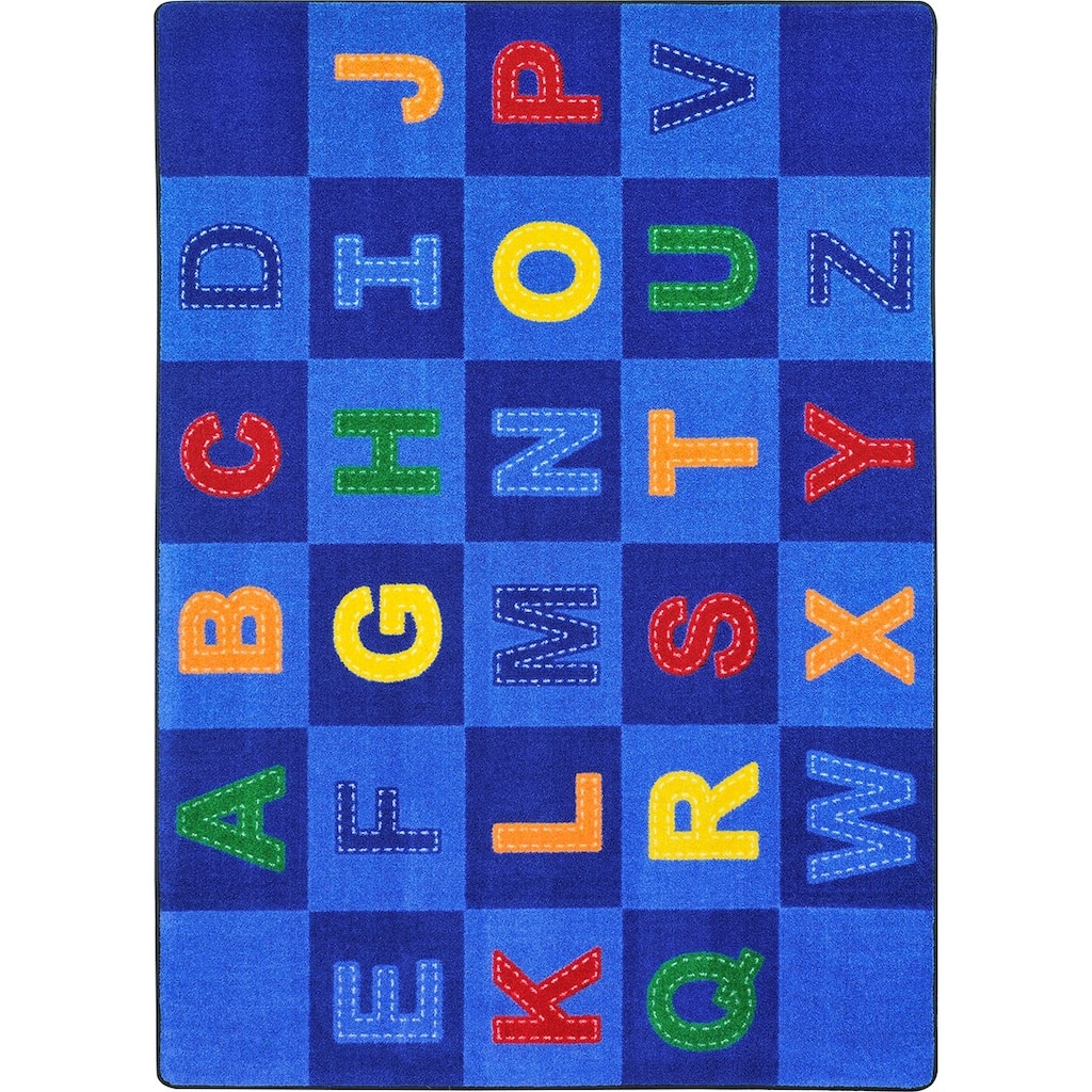 Patchwork Letters Multi Educational Nylon Area Rug