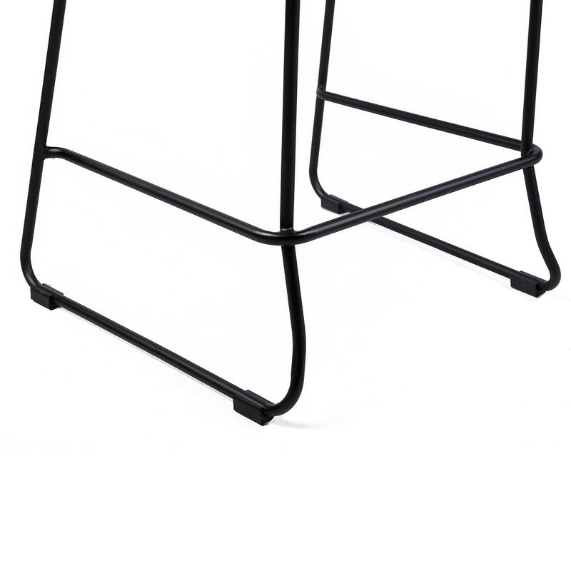 Shasta Black Steel and Rope Indoor Outdoor Bar Height Stackable Patio Bar Stools - Set of 2 - Bar Height
