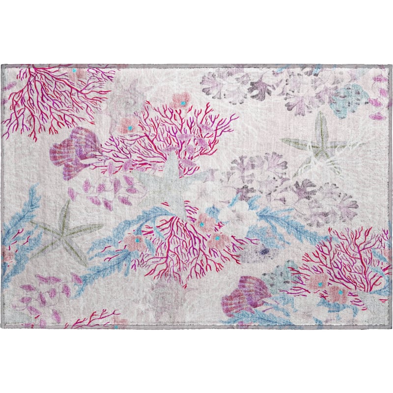 Premium Washable Super Soft Coral Starfish Coastal Mayfield Rug