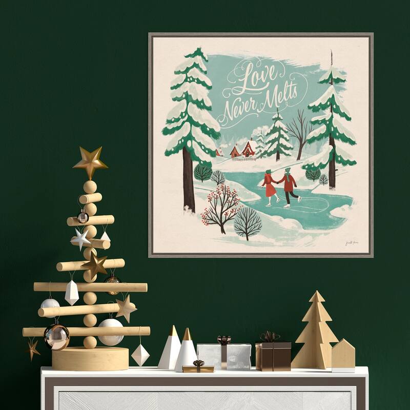 Winter Bliss V Ice Skating by Janelle Penner Framed Canvas Wall Art