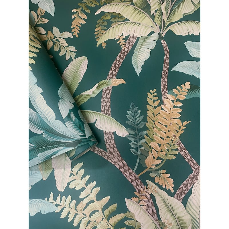 Trailing Palm Non-Pasted Wallpaper – 396in. x 21in. – Covers 56 square feet
