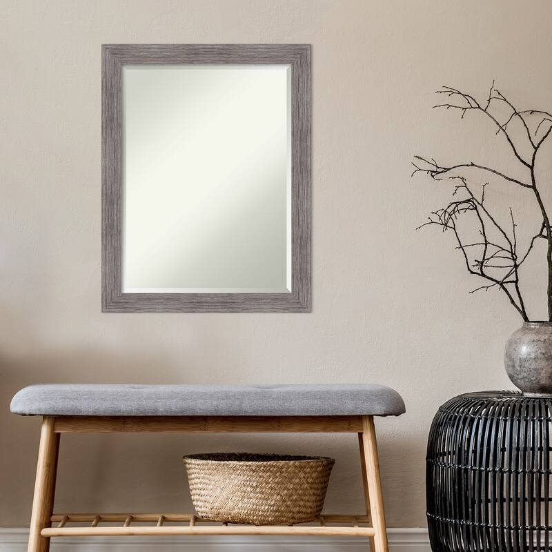 Beveled Wall Mirror - Pinstripe Plank Grey Narrow Frame - Pinstripe Plank Grey Narrow
