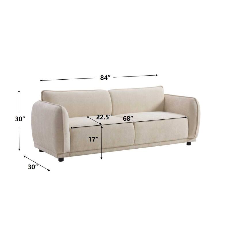 Christopher Knight Home - Silvershade Fabric 84" Round Arm 3 Seater Upholstered Sofa