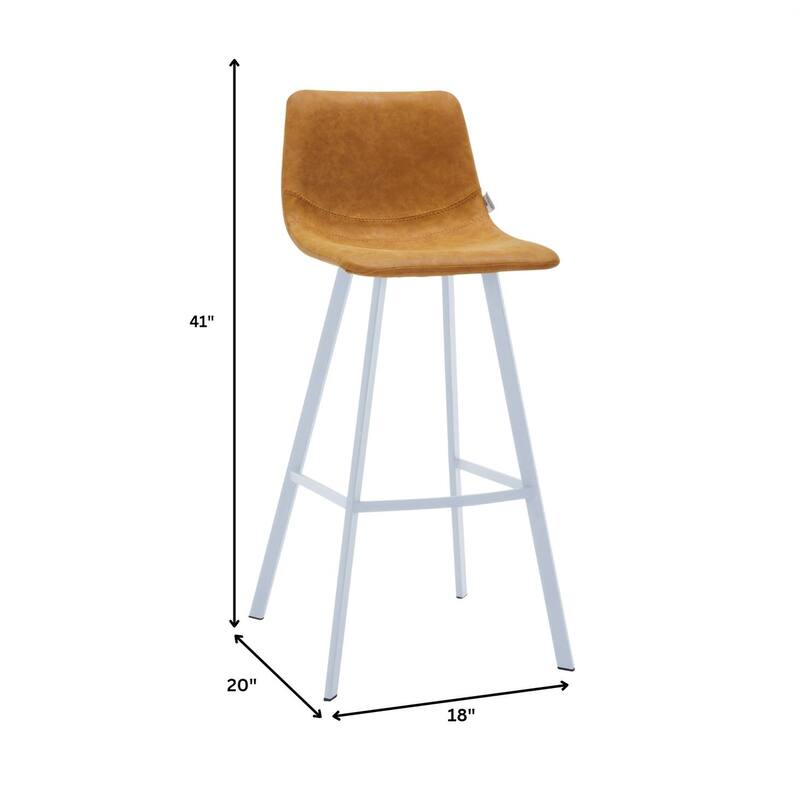 Leather 41" Counter Height Bar Stool with Stainless Steel Legs and Footrest