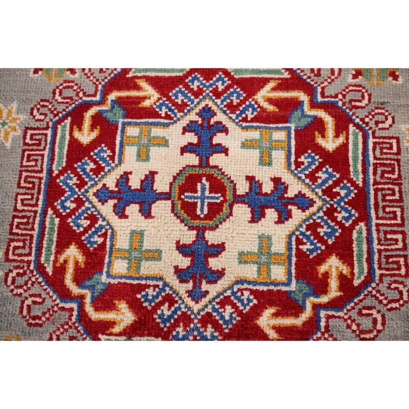 Traditional Grey Kazak Oriental Area Rug Handmade Wool Carpet - 4'11" x 6'8"