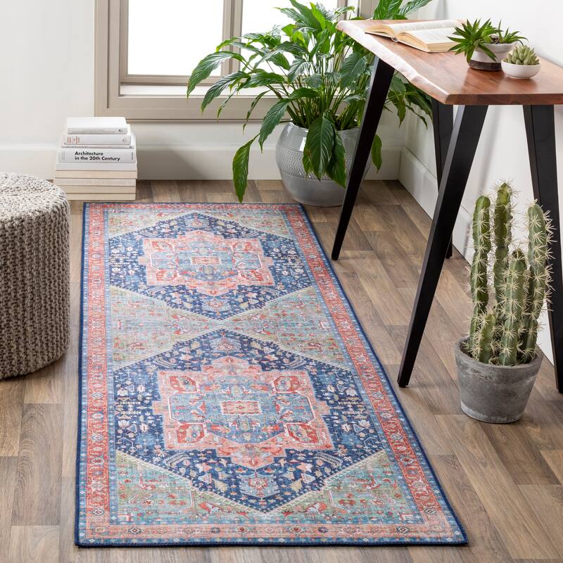 Livabliss Mitika Vintage Medallion Area Rug - Dark Blue - 2'6" x 7'6" Runner