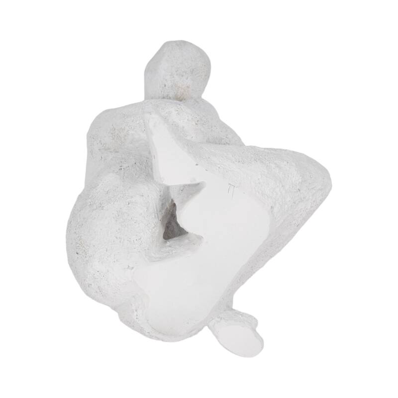 Sagebrook Home 7-Inch White Polyresin Contemplating Figure with Rough Texture - 5" x 5" x 7"