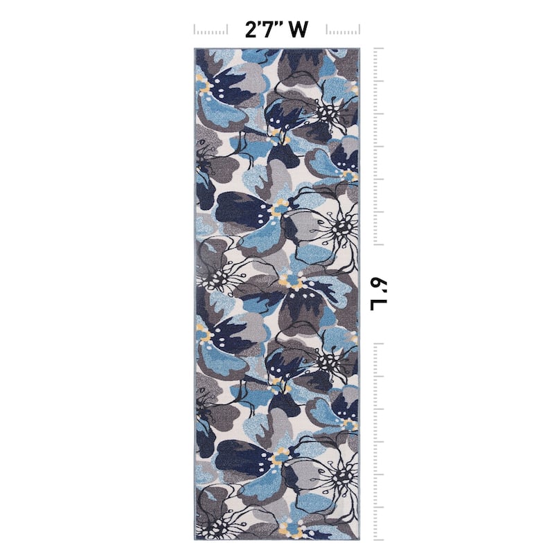 World Rug Gallery Modern Floral Non-Slip Area Rug