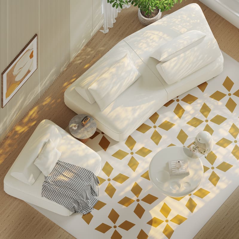 GDFStudio - Modern 139" Oversized Chenille Upholstered Modular Deep Seat Sectional Sofa with Removable Backrests & Soft Pillows