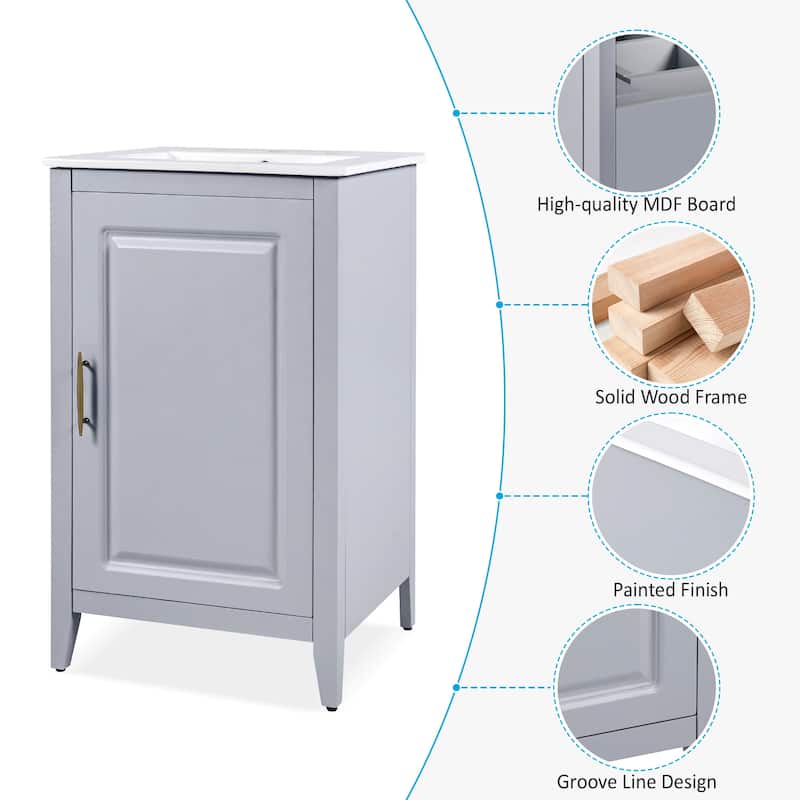 Roomfitters Bathroom Vanity with Sink, Storage Cabinet with Drawer and Adjustable Door Shelf