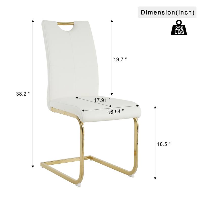 Modern Set of 4 Dining Chairs with Leather Cushioned Seat, Chrome Metal Legs, for Dining Room, Living Room, and Bedroom
