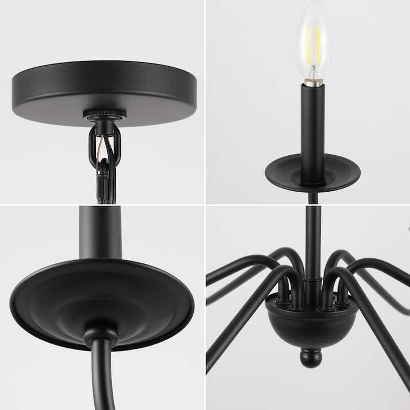 34.75" 6-Light Iron LED Chandelier, by JONATHAN Y