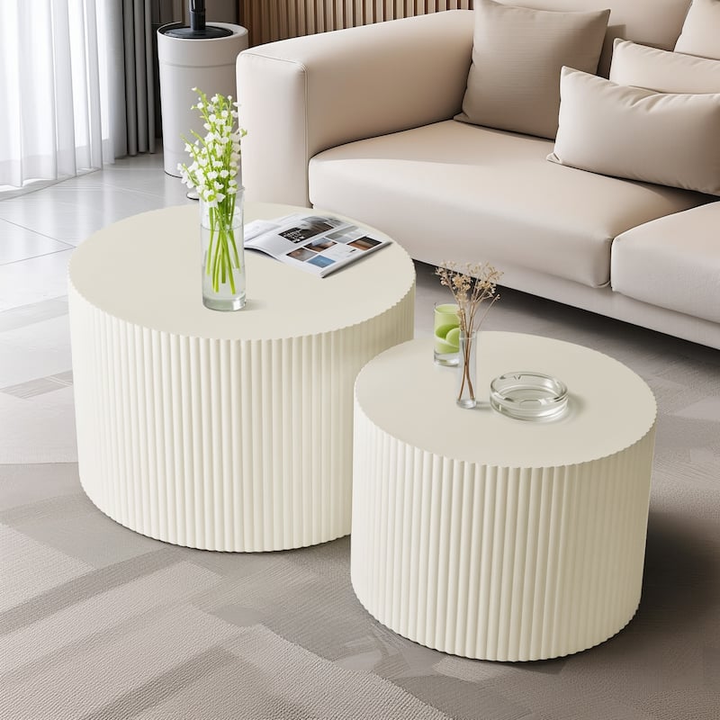 Vertical Stripe Design Nesting Coffee Table Set