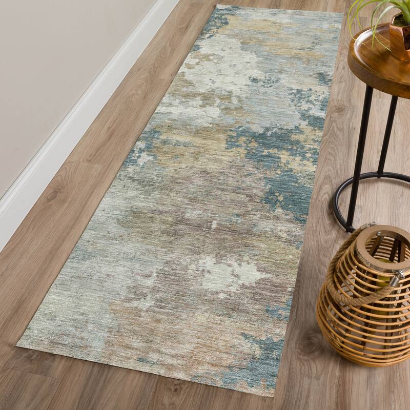 Machine Washable Indoor/ Outdoor Modern Contemporary Chantille Rug