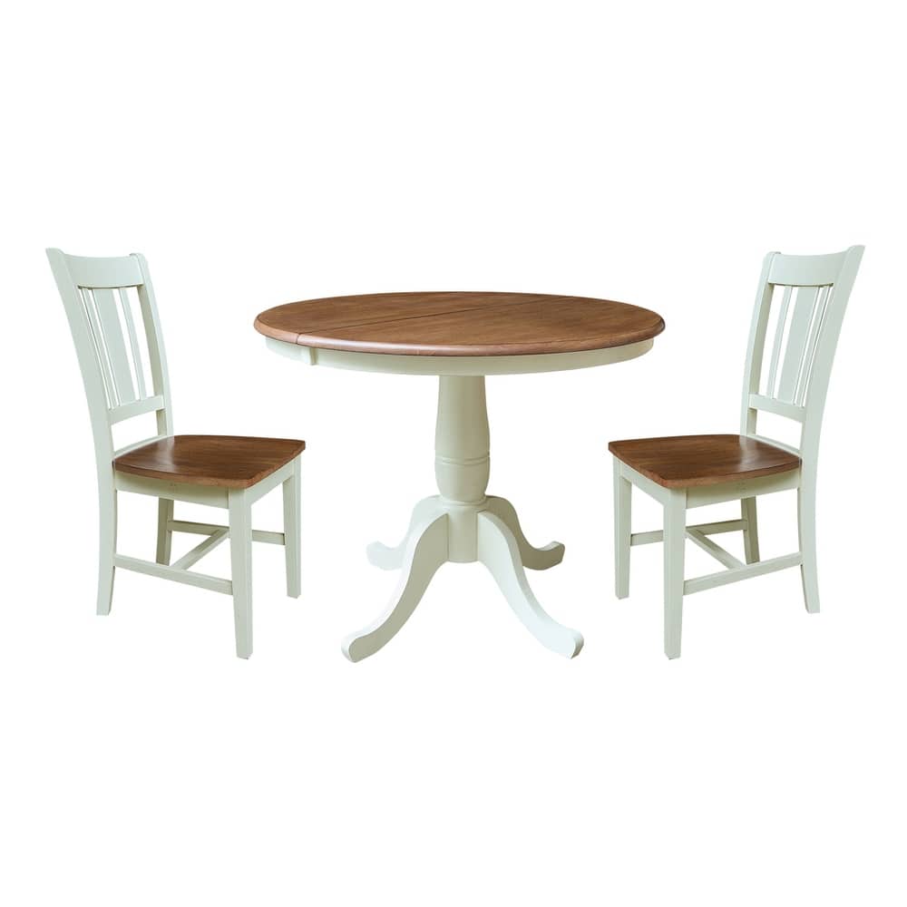 36" Round Top Pedestal Ext Table with 12" Leaf and San Remo Chairs